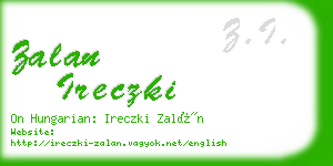 zalan ireczki business card